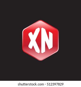 Initial letters XN rounded hexagon shape red modern logo
