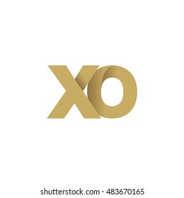 Initial letters XO overlapping fold logo brown gold