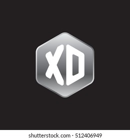 Initial letters XO rounded hexagon shape silver modern logo