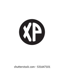 Initial letters XP circle shape monogram black simple logo
