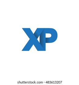 Initial letters XP overlapping fold logo blue