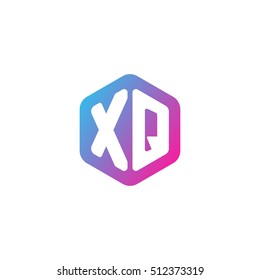 Initial letters XQ rounded hexagon shape blue pink purple simple modern logo