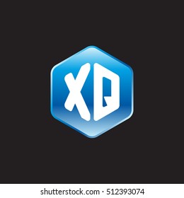 Initial letters XQ rounded hexagon shape blue modern logo