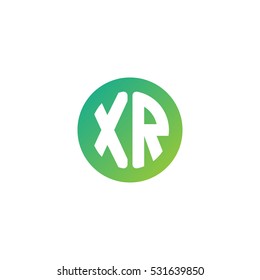 Initial letters XR circle shape green simple logo