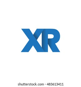 Initial letters XR overlapping fold logo blue