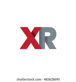 Initial letters XR overlapping fold logo red gray
