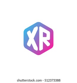 Initial letters XR rounded hexagon shape blue pink purple simple modern logo
