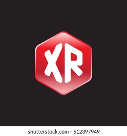 Initial letters XR rounded hexagon shape red modern logo