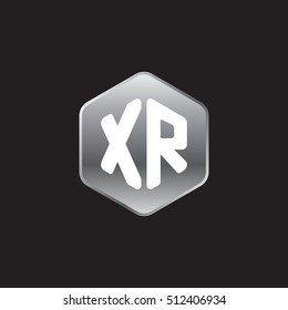 Initial letters XR rounded hexagon shape silver modern logo