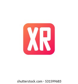 Initial letters XR rounded square shape red orange simple logo