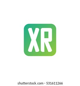 Initial letters XR rounded square shape green simple logo