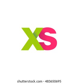 Initial letters XS overlapping fold logo green magenta