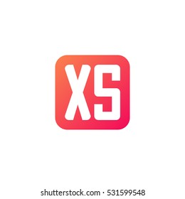 Initial letters XS rounded square shape red orange simple logo