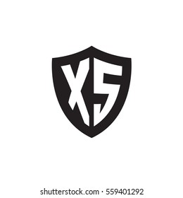Initial letters XS shield shape black monogram logo