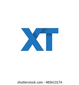 Initial letters XT overlapping fold logo blue