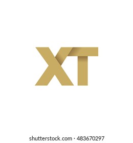 Initial letters XT overlapping fold logo brown gold