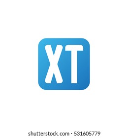 Initial letters XT rounded square shape blue simple logo