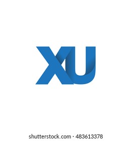 Initial letters XU overlapping fold logo blue