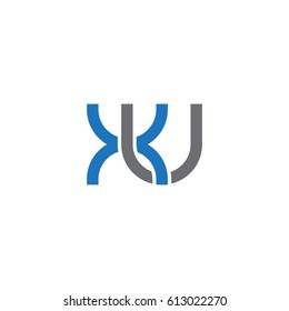 Initial letters xu, round overlapping lowercase logo modern design blue gray