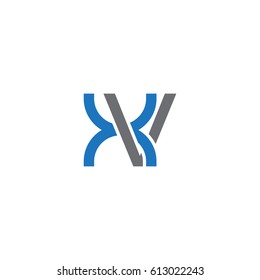 Initial letters xv, round overlapping lowercase logo modern design blue gray