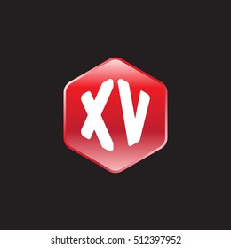 Initial letters XV rounded hexagon shape red modern logo
