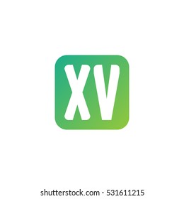Initial letters XV rounded square shape green simple logo