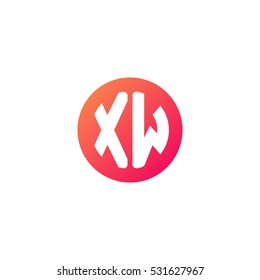Initial letters XW circle shape red orange simple logo