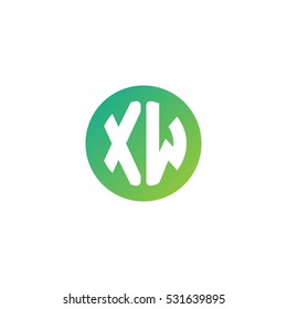 Initial letters XW circle shape green simple logo