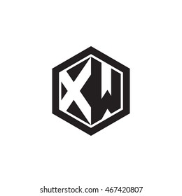 Initial letters XW negative space hexagon shape monogram logo