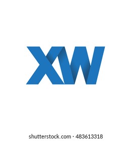 Initial letters XW overlapping fold logo blue