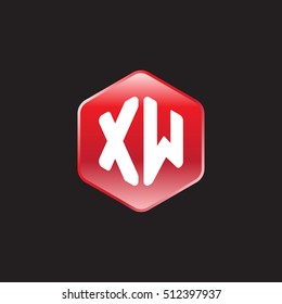 Initial letters XW rounded hexagon shape red modern logo
