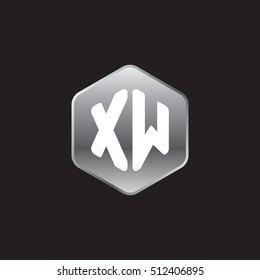 Initial letters XW rounded hexagon shape silver modern logo