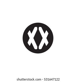 Initial letters XX circle shape monogram black simple logo