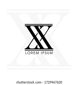 Initial letters xx linked monogram logo vector. Business logo monogram with two overlap letters inside circle isolated on white background.