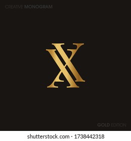 Initial letters xx linked monogram logo vector. Business logo monogram with two overlap letters inside circle isolated on white background.