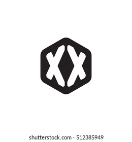 Initial letters XX rounded hexagon shape monogram black simple modern logo