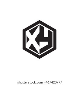 Initial letters XY negative space hexagon shape monogram logo