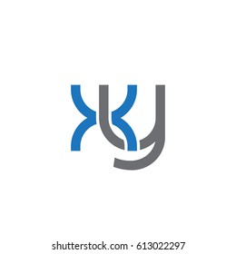 Initial letters xy, round overlapping lowercase logo modern design blue gray