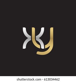 Initial letters xy, round overlapping chain shape lowercase logo modern design silver gold