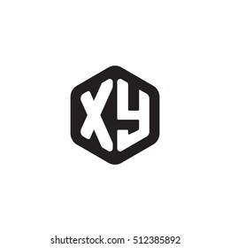 Initial letters XY rounded hexagon shape monogram black simple modern logo