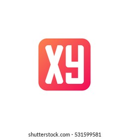 Initial letters XY rounded square shape red orange simple logo