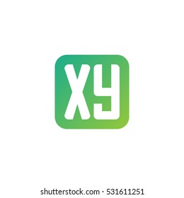 Initial letters XY rounded square shape green simple logo