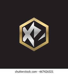 Initial letters XZ negative space hexagon shape logo silver gold