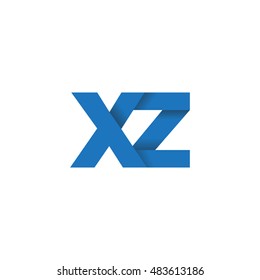 Initial letters XZ overlapping fold logo blue
