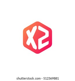 Initial letters XZ rounded hexagon shape red orange simple modern logo