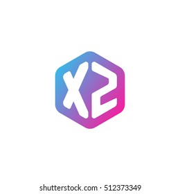 Initial letters XZ rounded hexagon shape blue pink purple simple modern logo