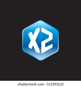 Initial letters XZ rounded hexagon shape blue modern logo