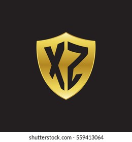 Initial letters XZ shield shape gold logo