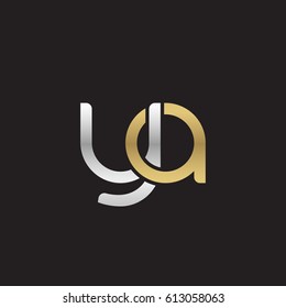 Initial letters ya, round overlapping lowercase logo modern design silver gold