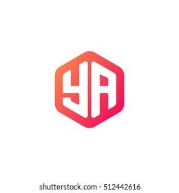 Initial letters YA rounded hexagon shape red orange simple modern logo